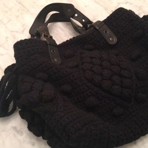 Gerard Darel black knit sweater shoulder b…